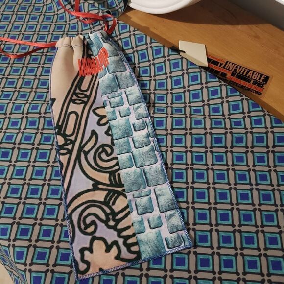 Animapop XS Small Long Sleeve Blue Print Asymmetrical Neckline Reversible Dress - Picture 10 of 16